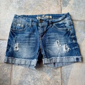 Wallflower Y2K 2000s‎ Vintage Distressed Denim Dark Wash Shorts – Size 7